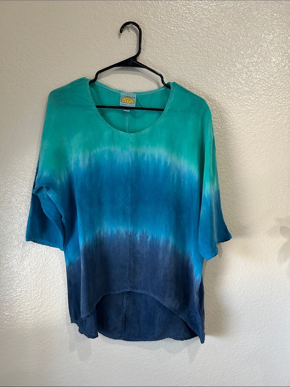 C&C California Women Teal Navy Ombre Scoop Neck Tunic Sz S Lightweight TC0006